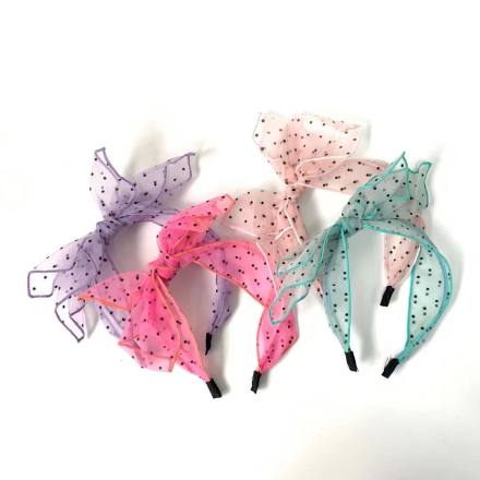 Lace Polka Dot Bow Hair Band
