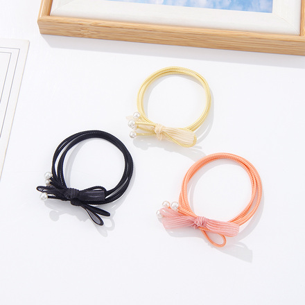 Knot Artificial Pearl Hair Tie 2 PCS