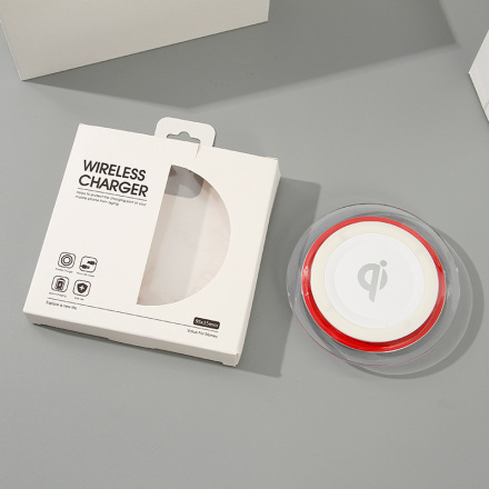 Wireless Charger-Q6 (5V 1A)(White with Red Rim)