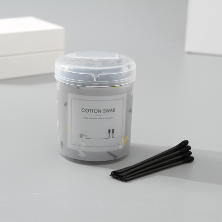 Black Tip Cotton Swab in Round Box (120 Pcs)