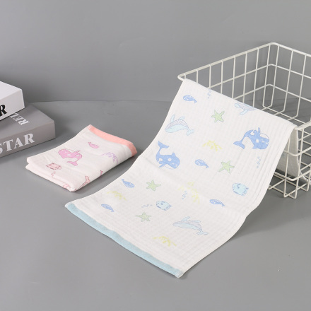 منشفة بطبعة حوت كارتون للأطفال (عدد 2) (ألوان متنوعة)