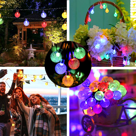 30 LED 6.5M 8 Modes Crystal Ball Solar String Lights Dustproof and Waterproof