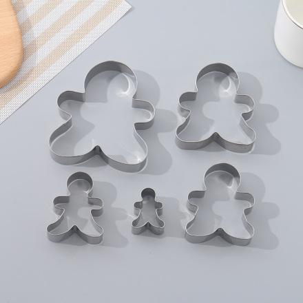5 Pcs Gingerbread Man Shape Stainless Steel Biscuit Cutters