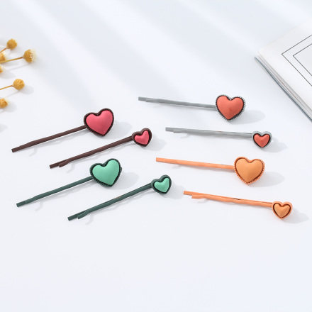 Solid Color Hearts Hairpins Set