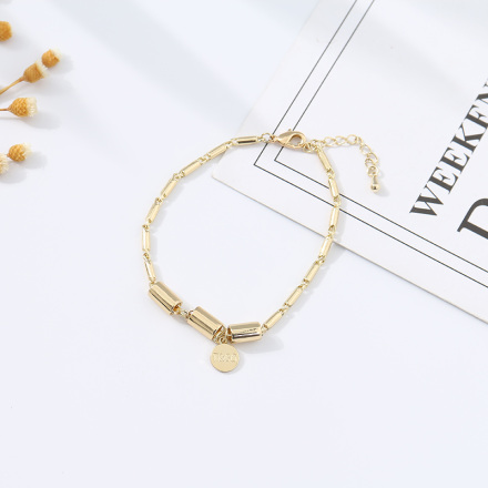 Letter Round Disc Bracelet