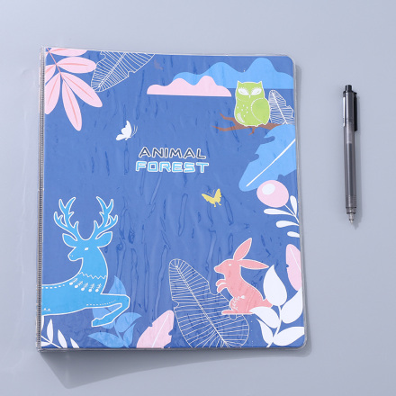 Animal Forest Series Letter Size PVC 3 Metal Clips Ring Binder
