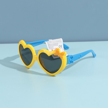 Loving-Heart Bowknot Flexible TPE Sunglasses for Kids (Yellow) (5-12Y)