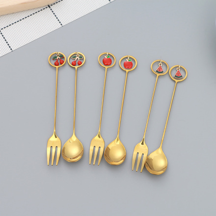Fruit Pendant Collection Gold Dessert Fork/Spoon