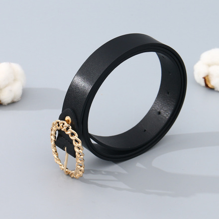 Women's Stylish Circle Chain Belt (Black)