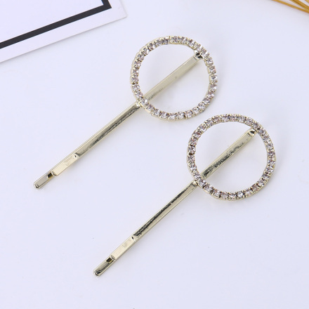 Rhinestone Inlaid Round Bobby Pin Set