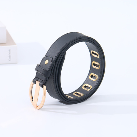 Trendy Round Buckle Belt for Women – Black