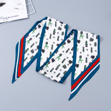 Botanical Elements Angled Long Neckerchief - Beige