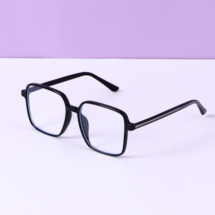 Light-Weight Large Square Frame Blue Light Blocking Glasses (Black)