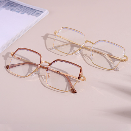 نظارات ريترو نصف إطار أزرق فاتح