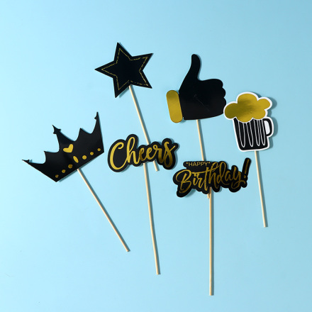 Black Gold Birthday Photo Props (6 PCS) (20cm)