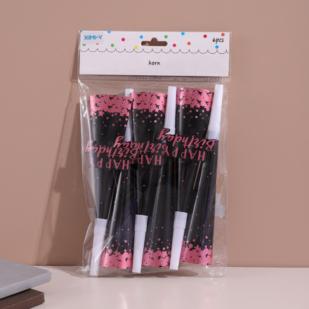 Pink Gold Birthday Horn (6 pcs)