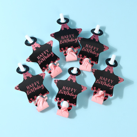 Pink Gold Birthday Party Horn (6 PCS)