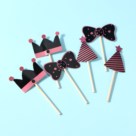 Pink Gold Birthday Cake Sticks (6 PCS) (8cm)