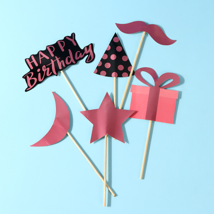 Pink Gold Birthday Photo Props (6 PCS) (20cm)