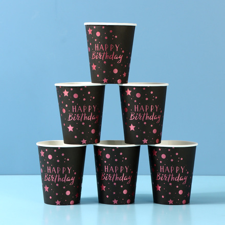 Pink Gold Birthday Paper Cup (6 PCS)