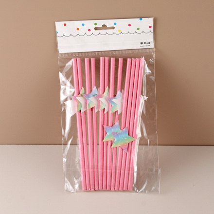Brilliant Rainbow Star Decoration Paper Straw(12 Count)