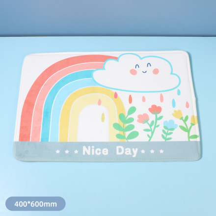 Rainbow Series Cloud Raindrop Flannel Floor Mat