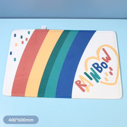Rainbow Series Loving-Heart Rainbow Flannel Floor Mat
