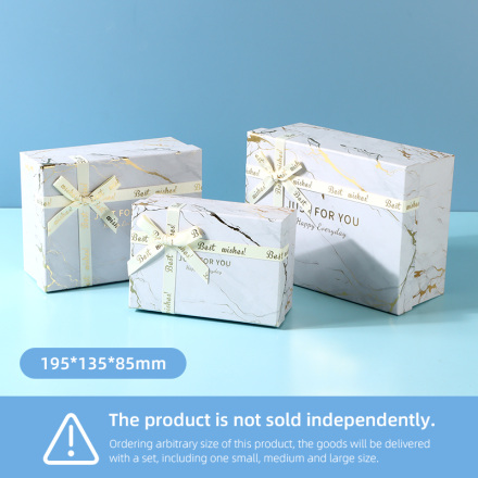 Golden Marble Pattern White Rectangular Gift Box (S)