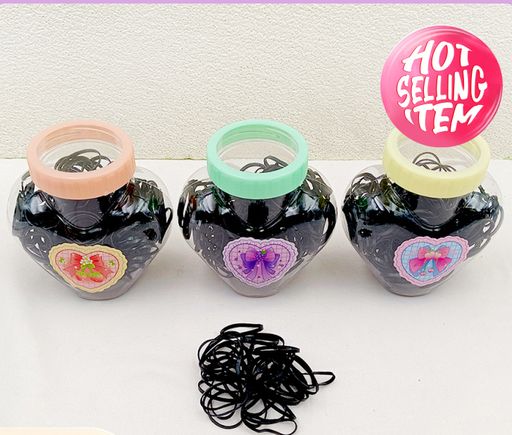 Black Disposable Hair Ties with Heart Box