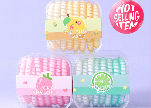 Small Gradient Clear Spiral Hair Ties 8 Pcs