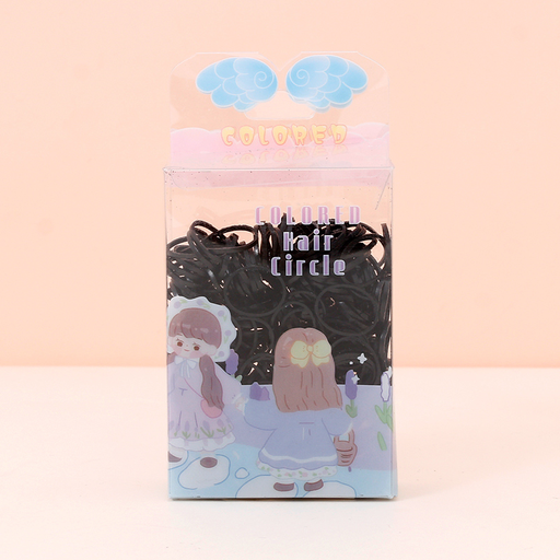 Pink Girl Box Disposable Hair Ties (Black)