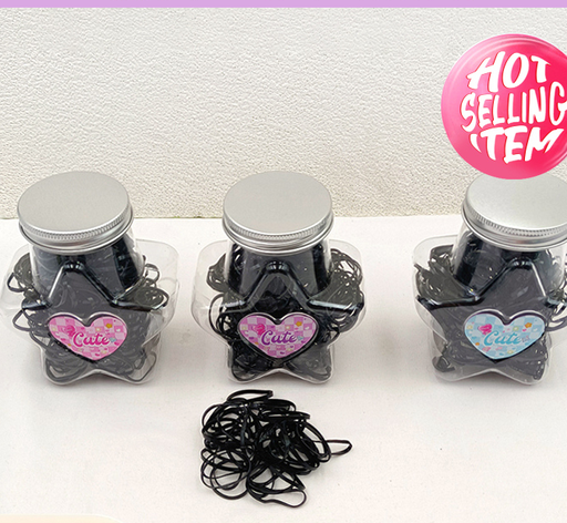 Black Disposable Hair Ties with Star Box