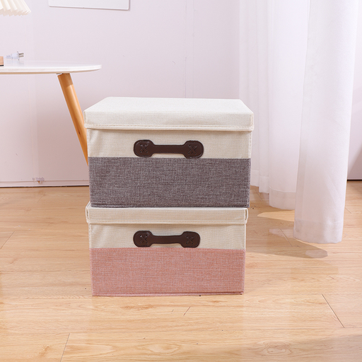 صندوق تخزين قماشي متباين الألوان متوسط ​​الحجم