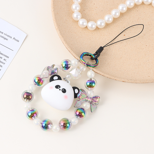 panda flower bead keychain