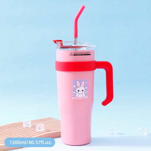 1200ml/40.57fl.oz. Starlight Family Large Capacity Basic Vacuum Flask with Straw (Pink)