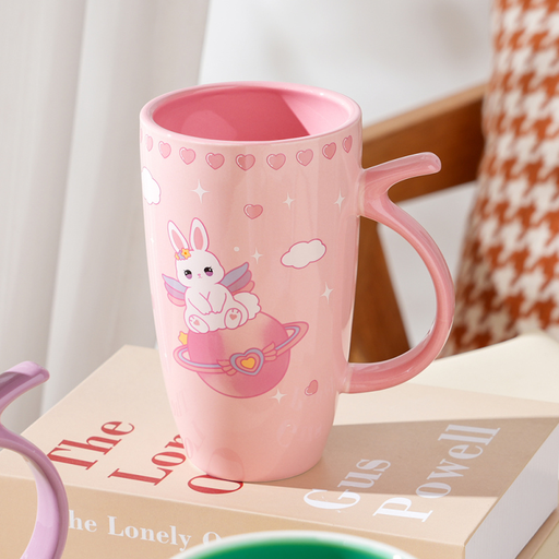 600ml20.2fl.oz.Starlight Family Creative Ceramic Cup (Pink)