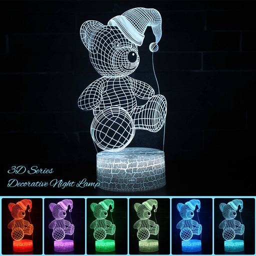 مصباح ليلي مزخرف من سلسلة 3D (الدب النائم) MY-3D-LAMP- CRACK