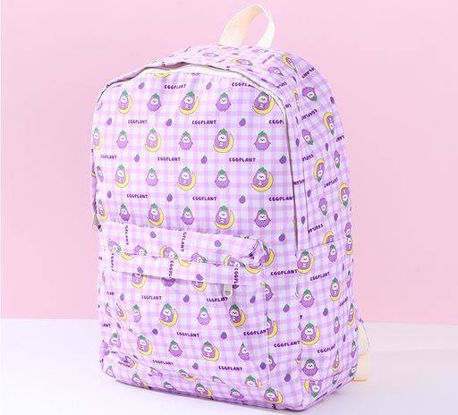 V Family Casual Printed Backpack (Purple)
