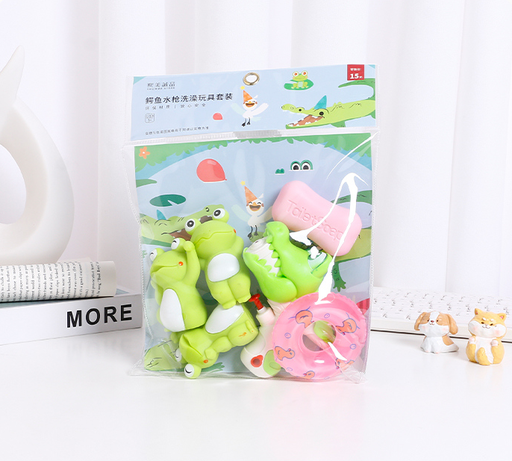 Crocodile squirt gun bath toy set