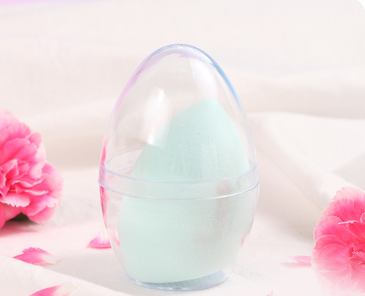 Oblique Olive Shape Beauty Blender with Clear Egg Case (Blue)