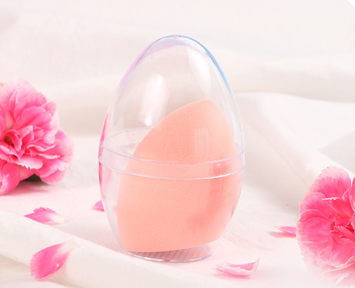 Oblique Olive Shape Beauty Blender with Clear Egg Case (Pink)