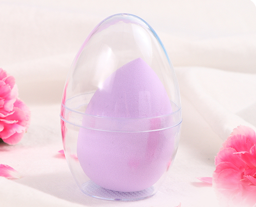 Water Drop Shape Beauty Blender with Clear Egg Case (Purple)