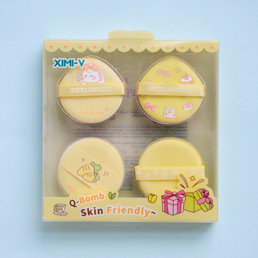 Cute Bunny Series Cosmetic Powder Puff 4PCSSet (Yellow)
