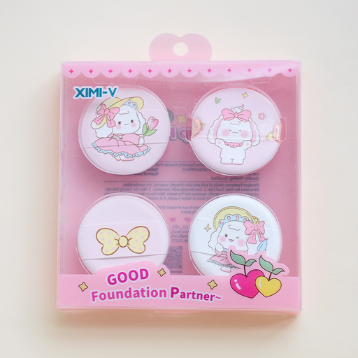 Cute Bunny Series Cosmetic Powder Puff 4PCSSet (Pink)
