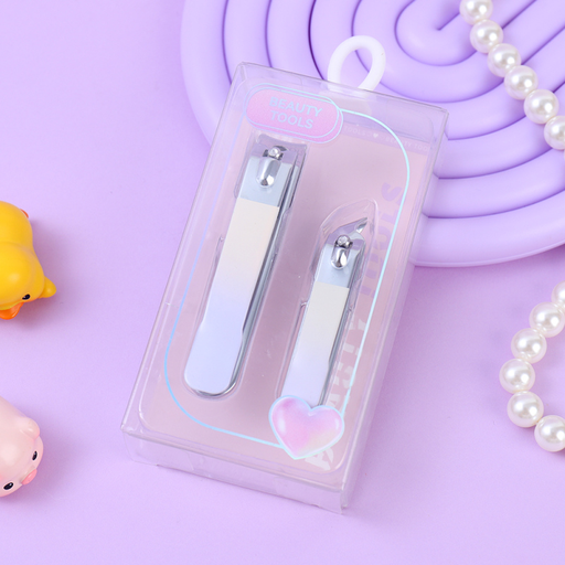 Purple Series Nail Clippers 2PCS (Large Flat Edge + Small Slanted Edge) Purple