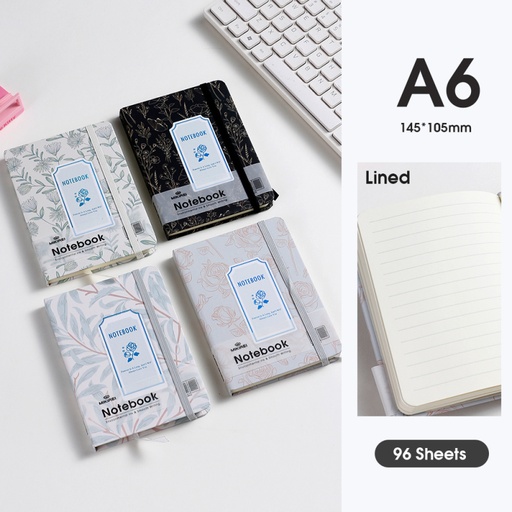 Elegant Camellia Lined Hardcover Notebook A6