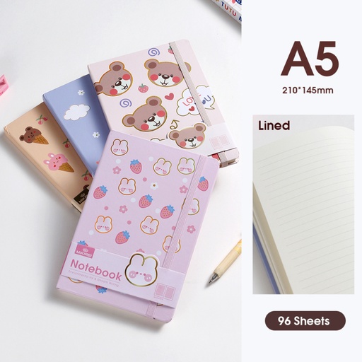 لطيف الحيوان اصطف غلاف فني دفتر A5