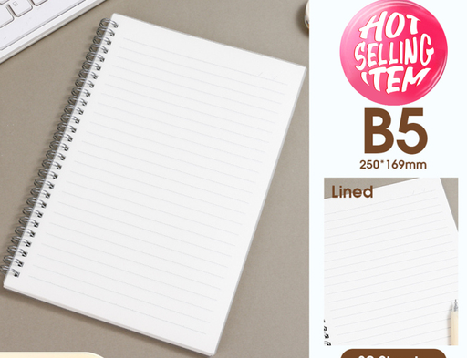 Simple Lined Spiral Notebook B5