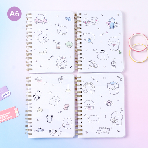Lazy Line Animals Lined Spiral Notebook A6
