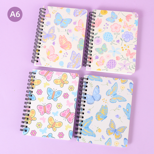Colorful Butterfly World Spiral Notebook A6